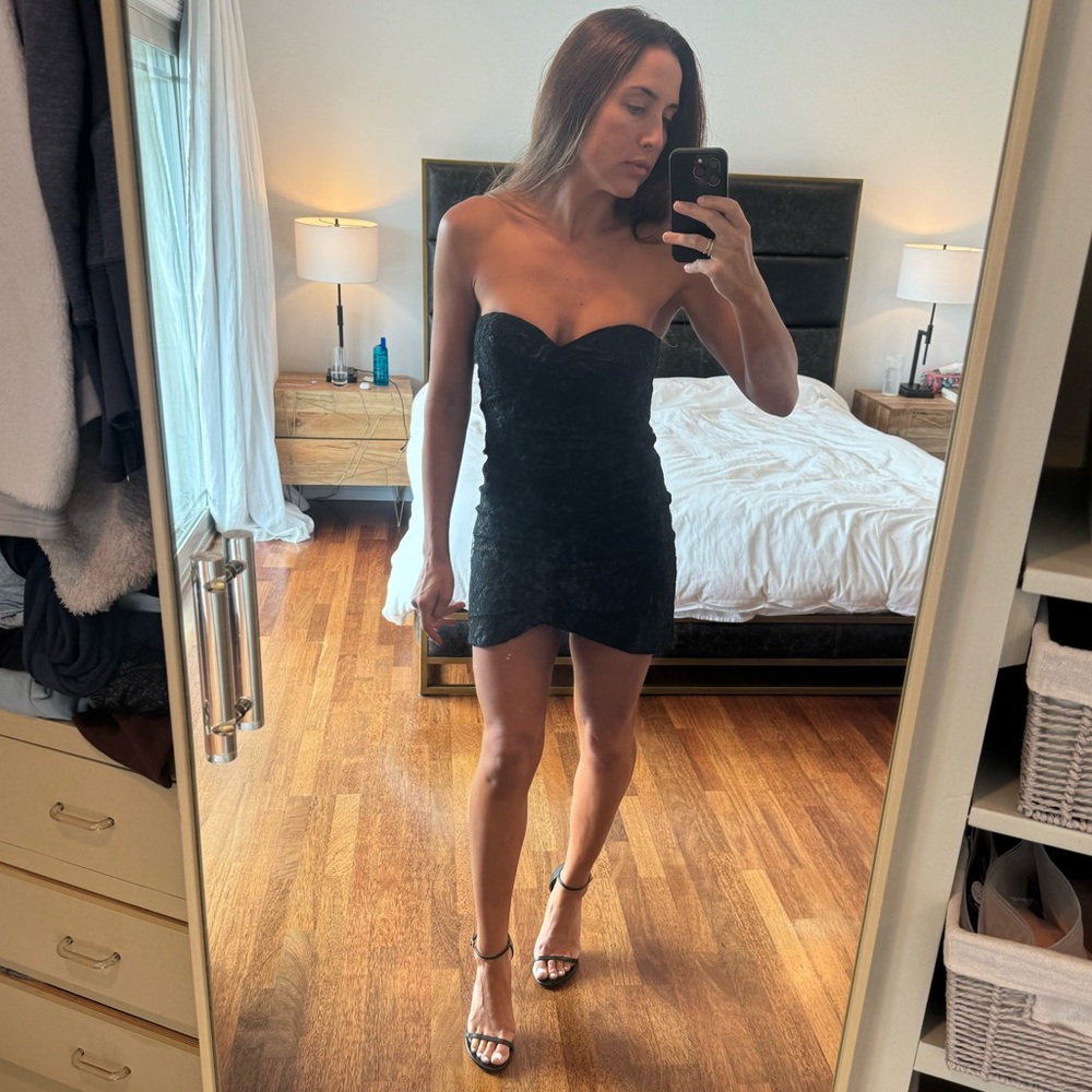Brighton Black Lace Strapless Mini from Intermix
